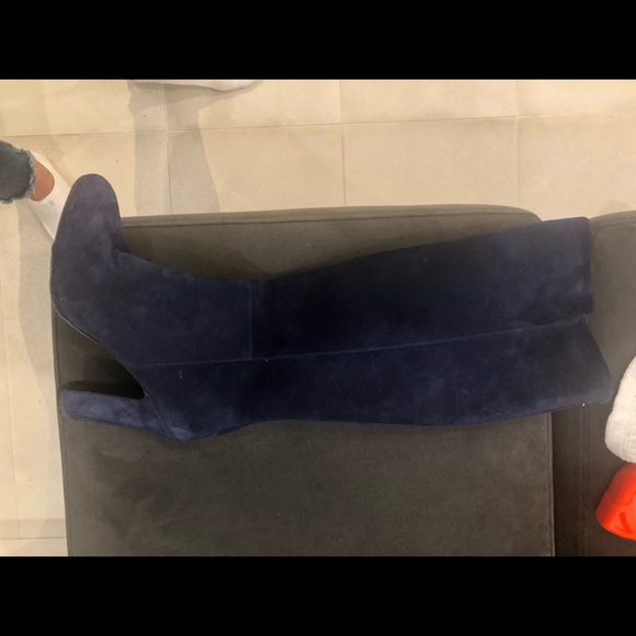 Vince Camuto knee blue suede back zipper sz 37 - Picture 7 of 11